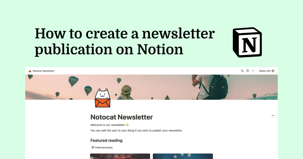 The Notocat newsletter website page.